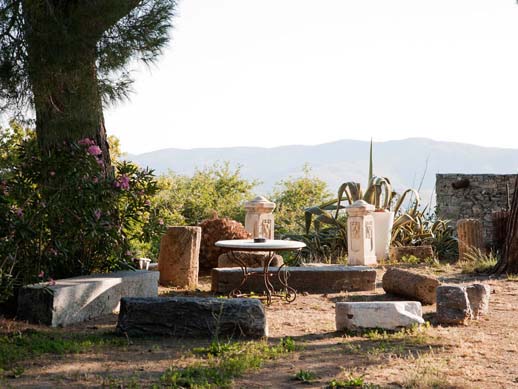 Montofoli Estate family Ancient pilars where the guided tours start