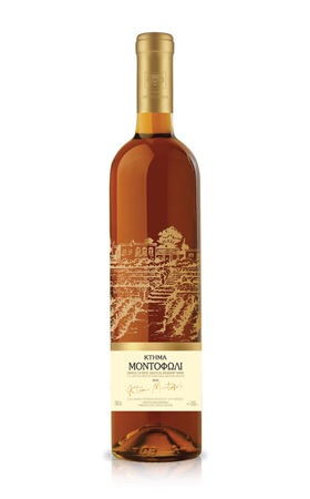 a bottle of the awarded Ktima Montofoli 2013 dessert wine of 50cl